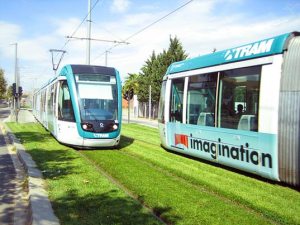 Grass-lined tram and railways in Europe